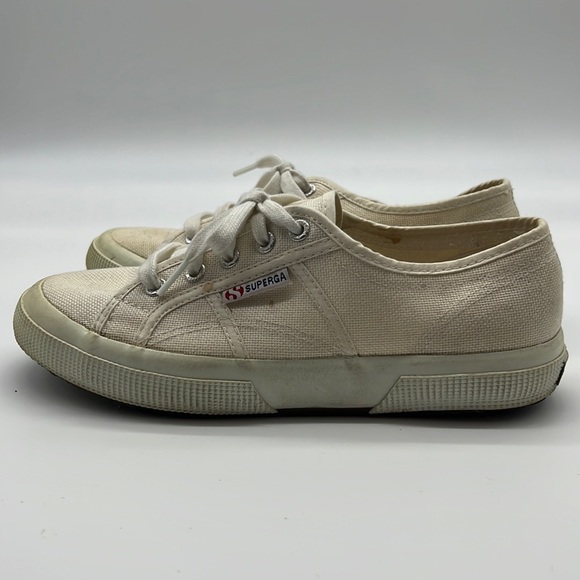 SUPERGA WHITE CANVAS SNEAKERS - Picture 1 of 6